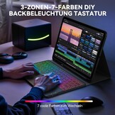 Earto iPad Pro 12.9 Toetsenbord Hoes met Touchpad, 7-kleuren Verlichting, QWERTZ Layout