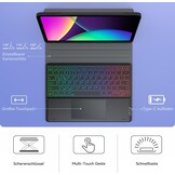 Earto iPad Pro 12.9 Toetsenbord Hoes met Touchpad, 7-kleuren Verlichting, QWERTZ Layout