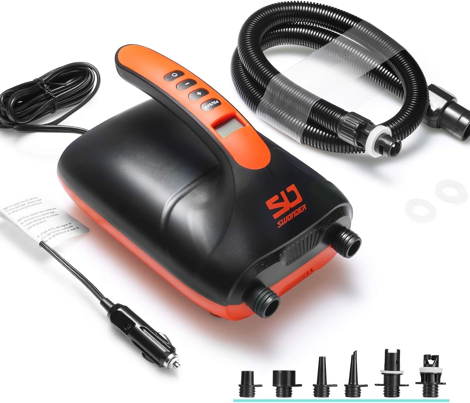 Swonder 20PSI Digitale elektrische hogedrukpomp voor stand-up paddleboard | kajak | tent, SUP-inflator met intelligente dubbele trap en auto-off, twee kleuren