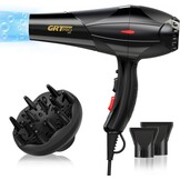 GRT PRO Föhn, Professionele Ionen Haardroger, 2400 W, AC-Motor, Met 1 Diffuser en 2 Stylingmondstukken Voor Haarsalon, Reizen en Familie (Zwart 2.0)