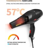 GRT PRO Föhn, Professionele Ionen Haardroger, 2400 W, AC-Motor, Met 1 Diffuser en 2 Stylingmondstukken Voor Haarsalon, Reizen en Familie (Zwart 2.0)
