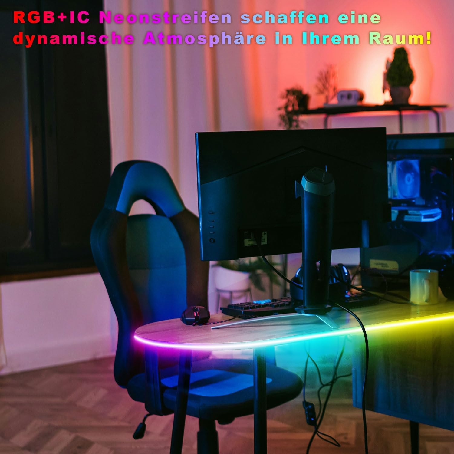 Lichaser 15 m RGB+IC outdoor flexibele neon ledstrip, IP68 voor buiten, bluetooth neon ledstrip, sync met muziek, 24 V waterdicht, voor buiten, voor feestjes, terrasverlichting (15 m x 1)
