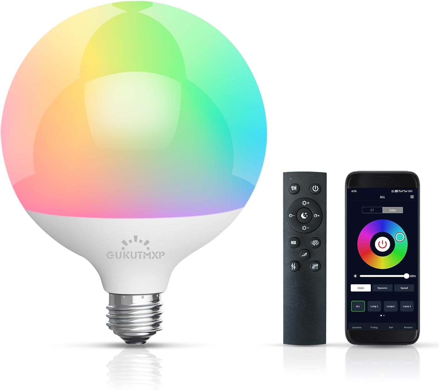E27 led-lamp, 15 W, komt overeen met 150 W, compatibel met mobiele app en afstandsbediening, verkrijgbaar in miljoenen kleuren en verschillende dynamische modi