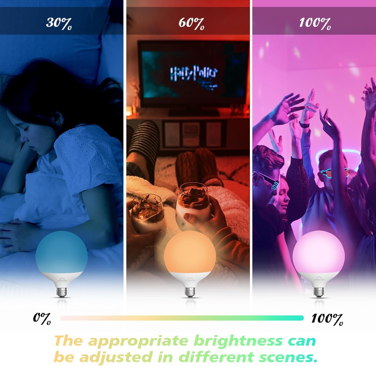 E27 led-lamp, 15 W, komt overeen met 150 W, compatibel met mobiele app en afstandsbediening, verkrijgbaar in miljoenen kleuren en verschillende dynamische modi
