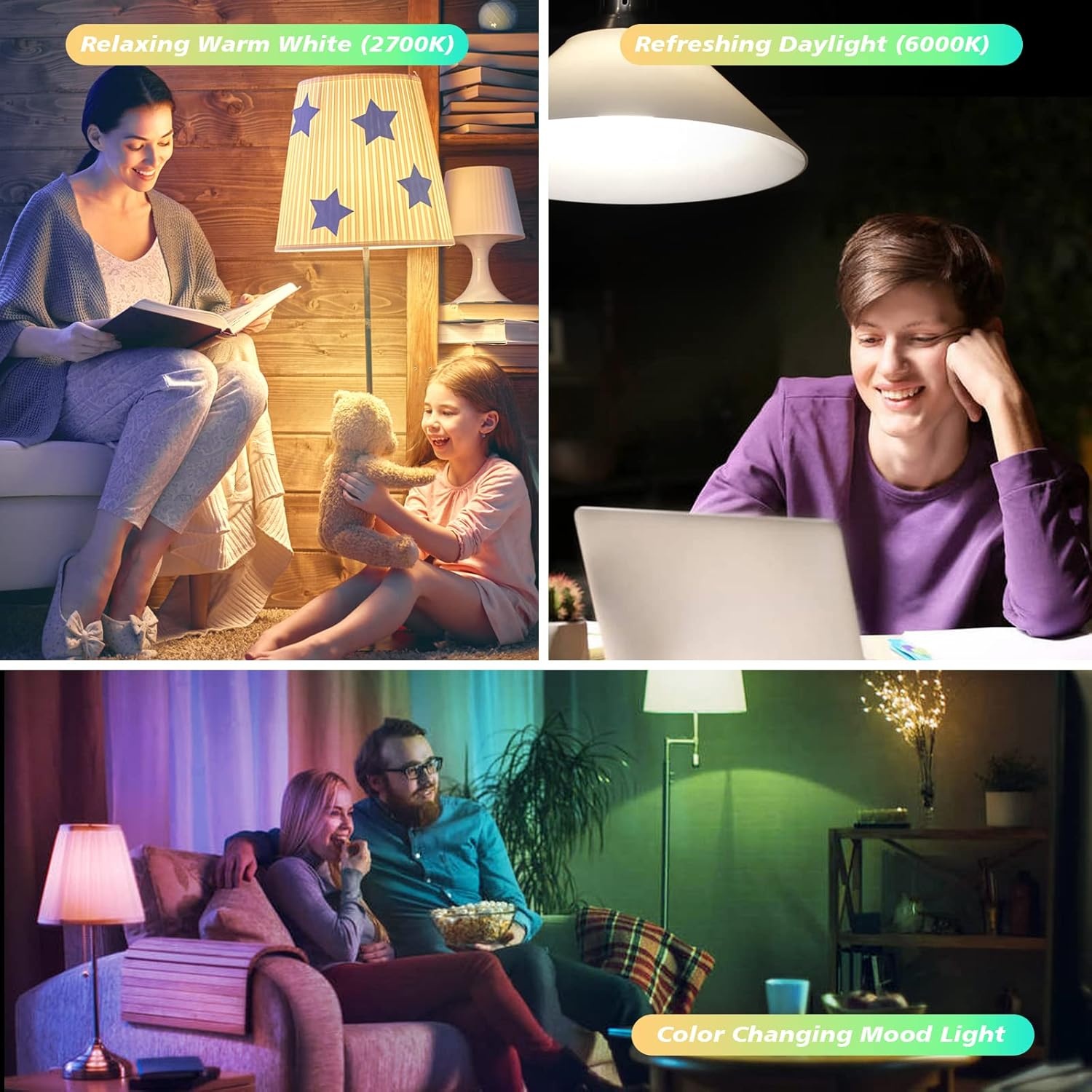 E27 led-lamp, 15 W, komt overeen met 150 W, compatibel met mobiele app en afstandsbediening, verkrijgbaar in miljoenen kleuren en verschillende dynamische modi