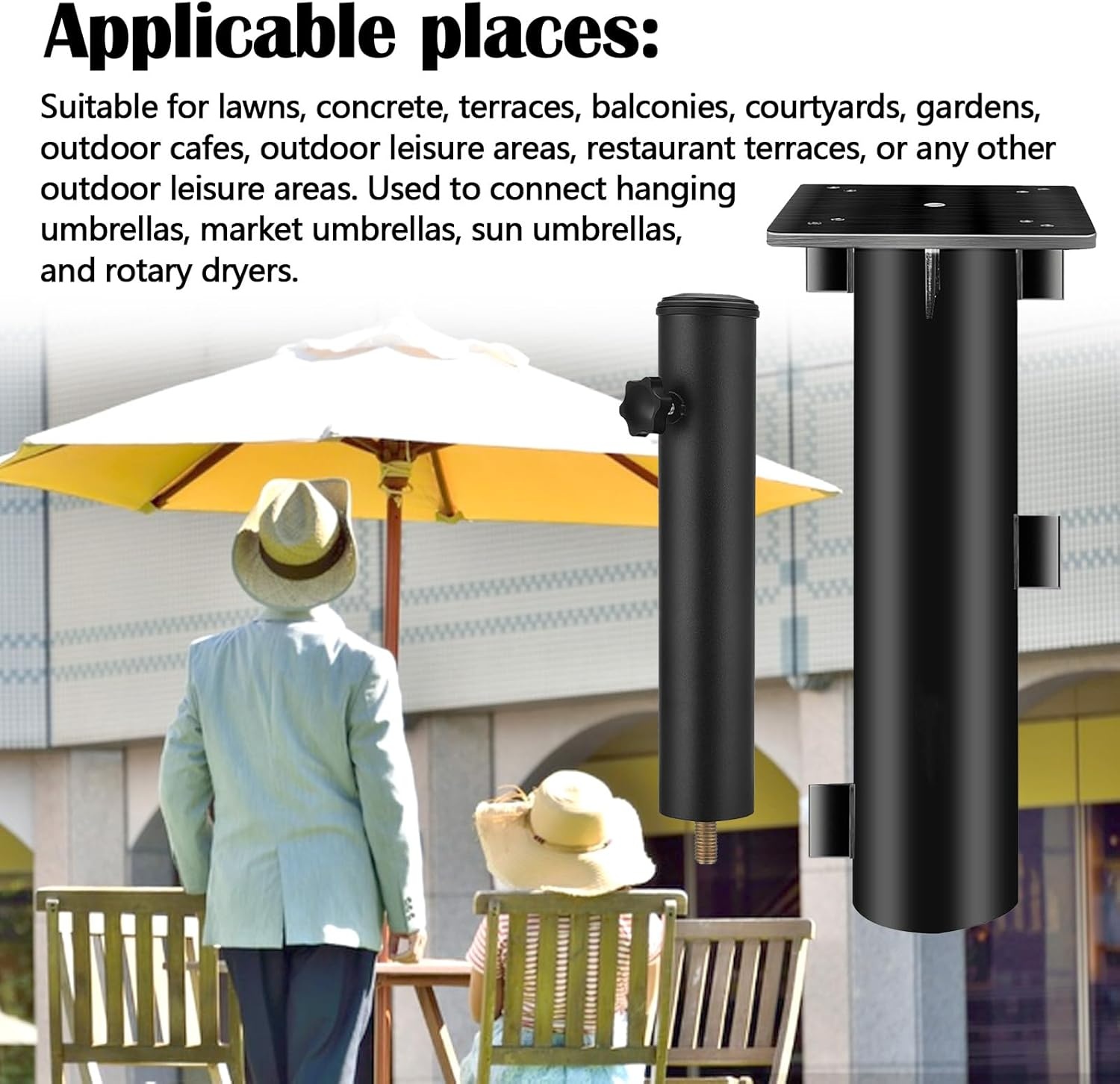 Universele metalen basisplaat, geleverd met parasolstandpijpen voor vrijdragende parasols, parasolstandaard, grondhuls voor crankparaplu, parasol, parasolstandaard, betonnen grondanker,