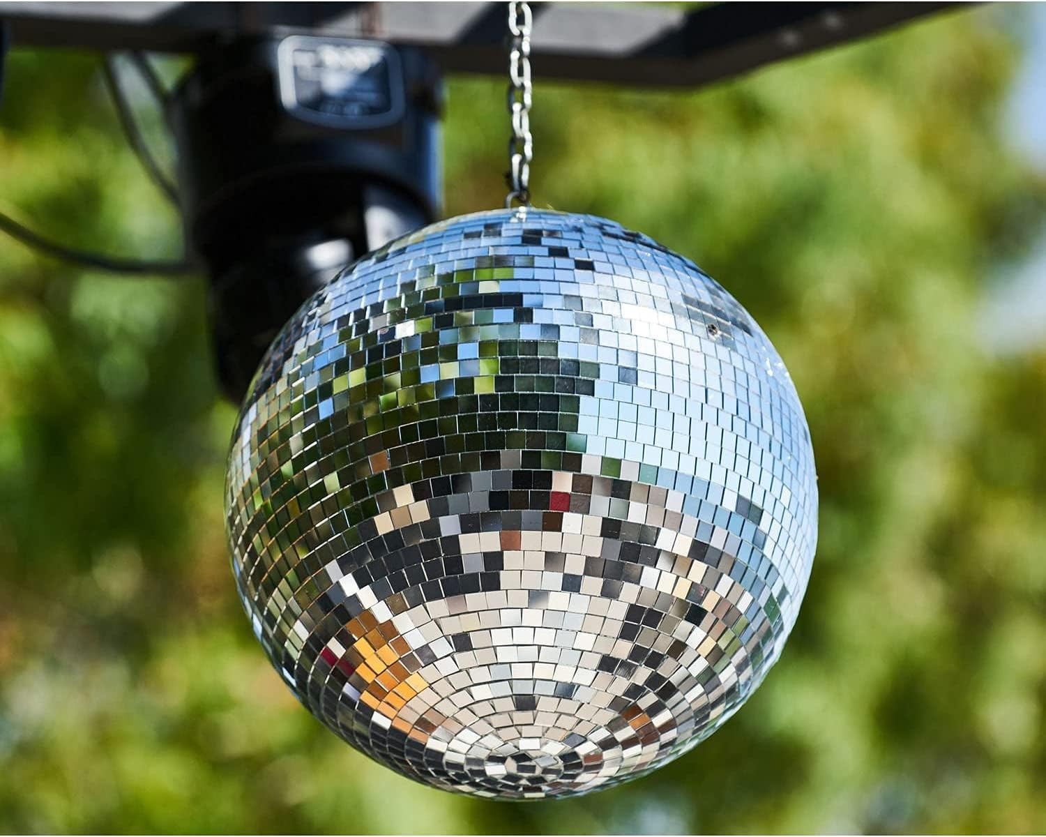 30 cm spiegel-discobol, ideaal voor een feest of DJ, lichteffect Kerstmis (30 cm, zilver)