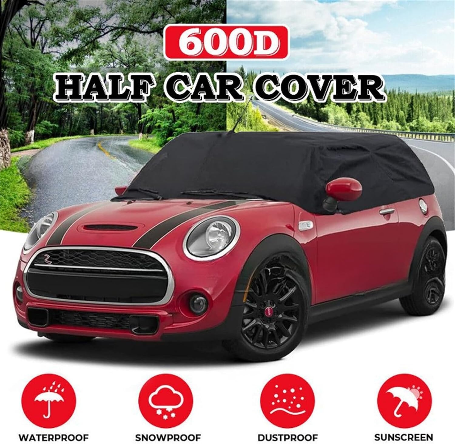 Autohoes, waterdicht, vervanging voor BMW Mini Cabrio R52 R57 F57 2005-2024, autoafdekking, outdoor, halve garage voor auto, UV-bestendige autohoes, regen, zon, stofbescherming, autohoes
