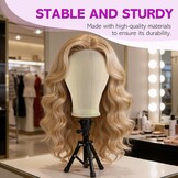 Neverland Beauty Pruikenkop 58 cm, met pruikstandaard, mannequin-hoofd met oefenhoofd, T-pennen en haarborstel