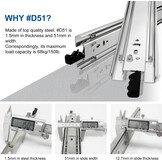 VADANIA 900 mm Heavy Duty Drawer Guide with Locking #D51, Load Capacity up to 41 kg, 3-Way Fully Extendable, Ball Bearing Lock, Side Mount, 1 Pair