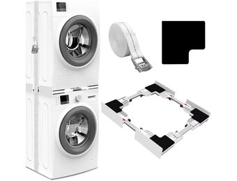 NIUXX Universeel verbindingsframe set voor wasmachine en droger, tusseninbouwframe kit voor 46-66 cm wasmachine-droger, stapelbouwset met ratelkabel, tusseninbouwset voor bijkeuken