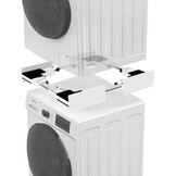 NIUXX Universeel verbindingsframe set voor wasmachine en droger, tusseninbouwframe kit voor 46-66 cm wasmachine-droger, stapelbouwset met ratelkabel, tusseninbouwset voor bijkeuken