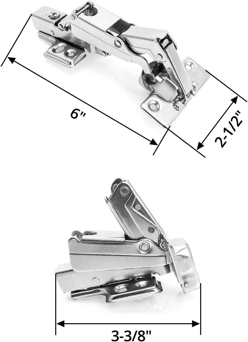 QWORK® 165 graden opschroefscharnier, verborgen scharnier, meubelscharnier van vernikkeld staal, 4 stuks