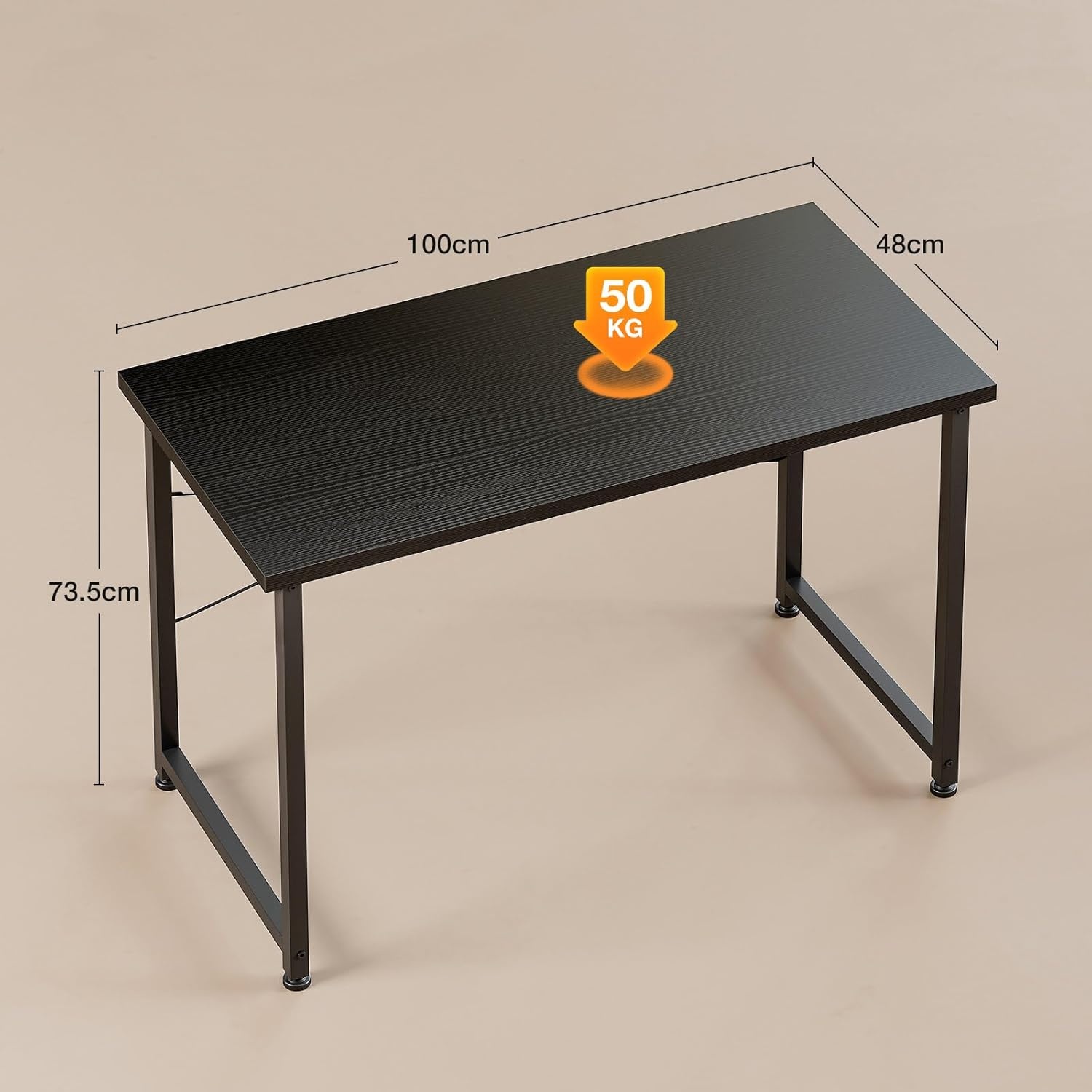 ODK Bureau voor computer, 100x48cm Bureau voor Kantoor, Bureaus Geschikt voor Slaapkamers en Woonkamers, Noir