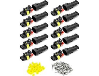 QWORK® 10 stuks auto connector waterdicht, connector 2 pin, kabel connector plug, voor auto vrachtwagen motorfiets - Maat 2 pin