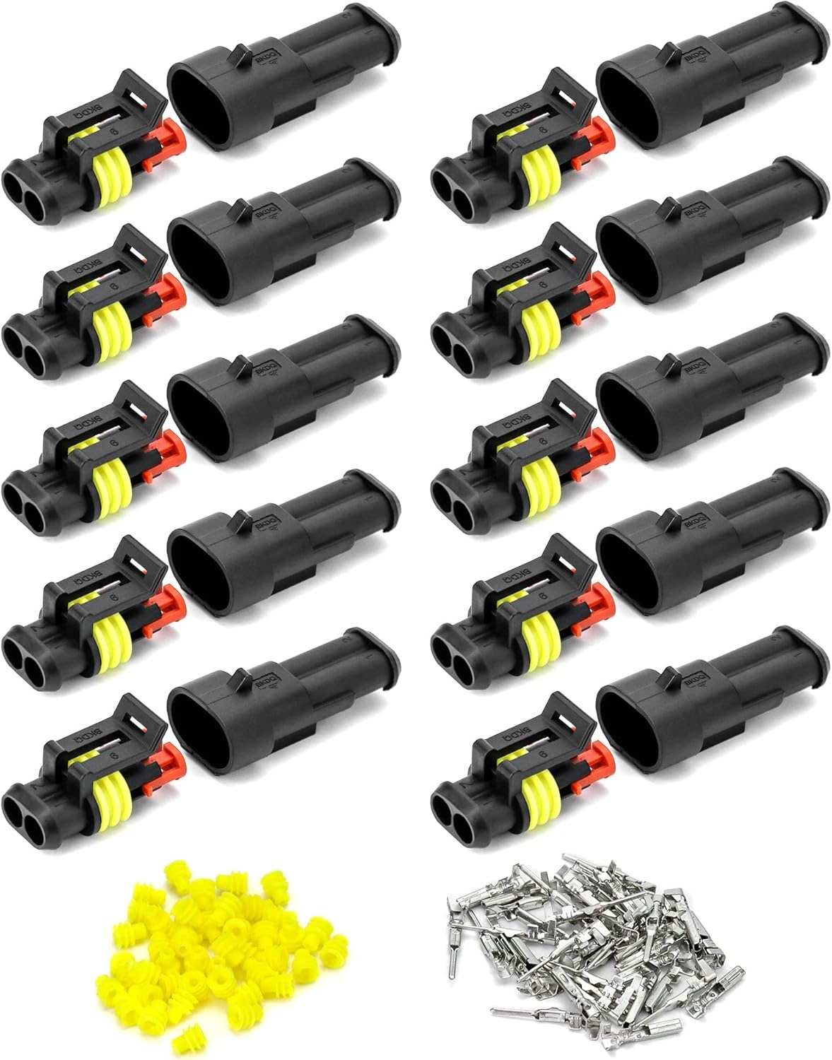 QWORK® 10 stuks auto connector waterdicht, connector 2 pin, kabel connector plug, voor auto vrachtwagen motorfiets - Maat 2 pin