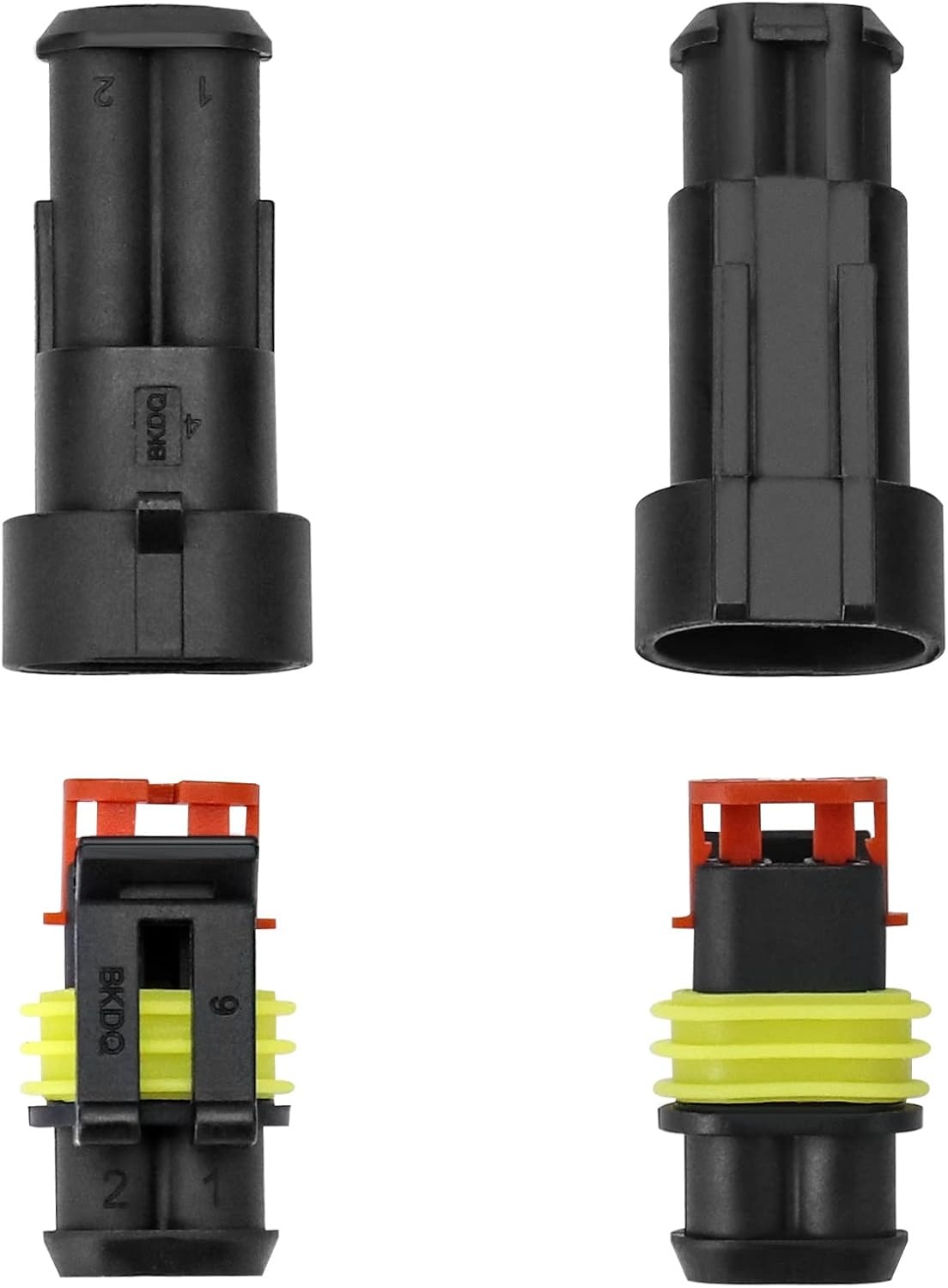 QWORK® 10 stuks auto connector waterdicht, connector 2 pin, kabel connector plug, voor auto vrachtwagen motorfiets - Maat 2 pin