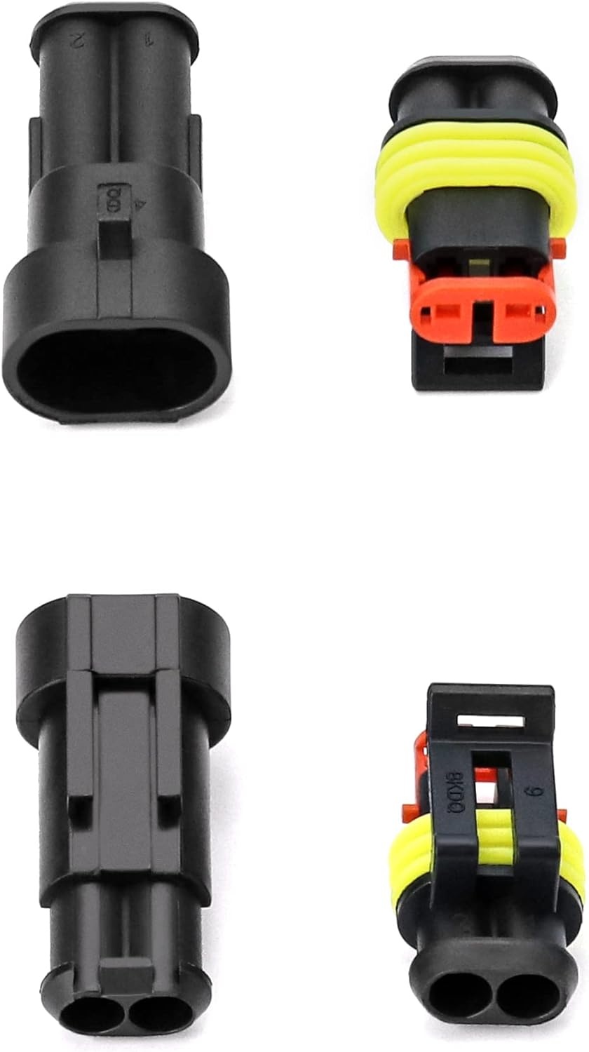 QWORK® 10 stuks auto connector waterdicht, connector 2 pin, kabel connector plug, voor auto vrachtwagen motorfiets - Maat 2 pin