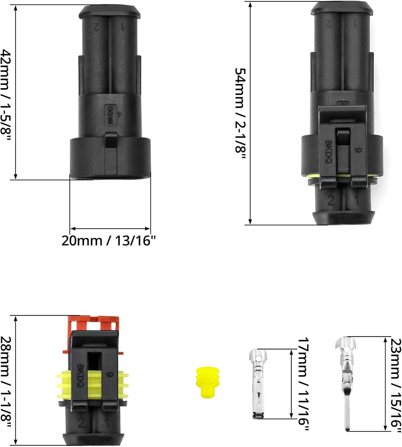 QWORK® 10 stuks auto connector waterdicht, connector 2 pin, kabel connector plug, voor auto vrachtwagen motorfiets - Maat 2 pin