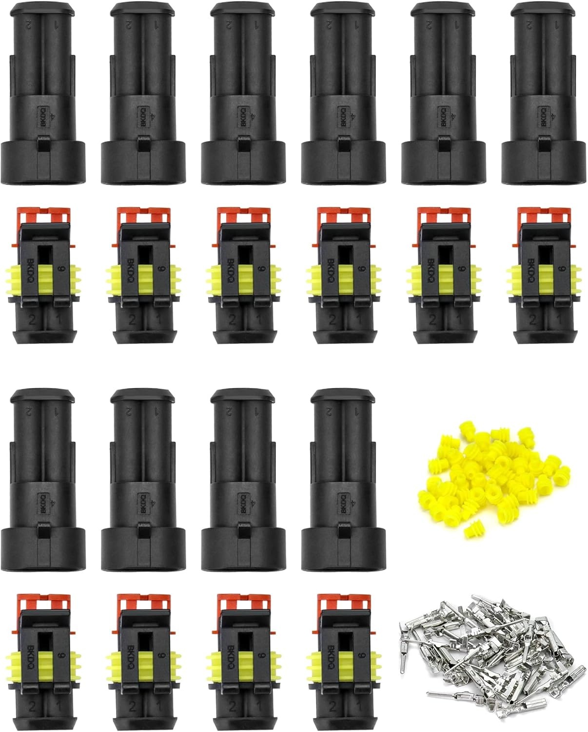 QWORK® 10 stuks auto connector waterdicht, connector 2 pin, kabel connector plug, voor auto vrachtwagen motorfiets - Maat 2 pin
