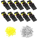 QWORK® 10 stuks auto connector waterdicht, connector 2 pin, kabel connector plug, voor auto vrachtwagen motorfiets - Maat 2 pin