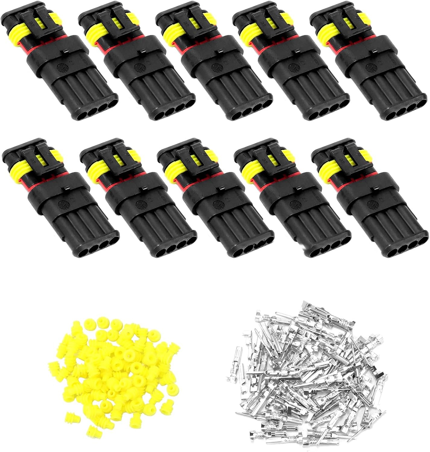 QWORK® 10 stuks auto connector waterdicht, connector 2 pin, kabel connector plug, voor auto vrachtwagen motorfiets - Maat 2 pin