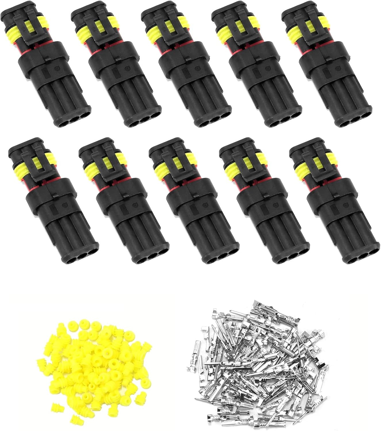 QWORK® 10 stuks auto connector waterdicht, connector 2 pin, kabel connector plug, voor auto vrachtwagen motorfiets - Maat 2 pin