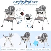 3-in-1 hoge stoel, tafelzitje met afneembaar avontuurbord en speelgoedhouder, verstelbare en opvouwbare kinderstoel, rugleuning voor kinderen, opvouwbaar, 3 standen, vanaf 6 maanden