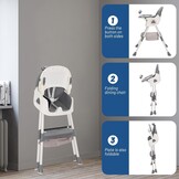 3-in-1 hoge stoel, tafelzitje met afneembaar avontuurbord en speelgoedhouder, verstelbare en opvouwbare kinderstoel, rugleuning voor kinderen, opvouwbaar, 3 standen, vanaf 6 maanden