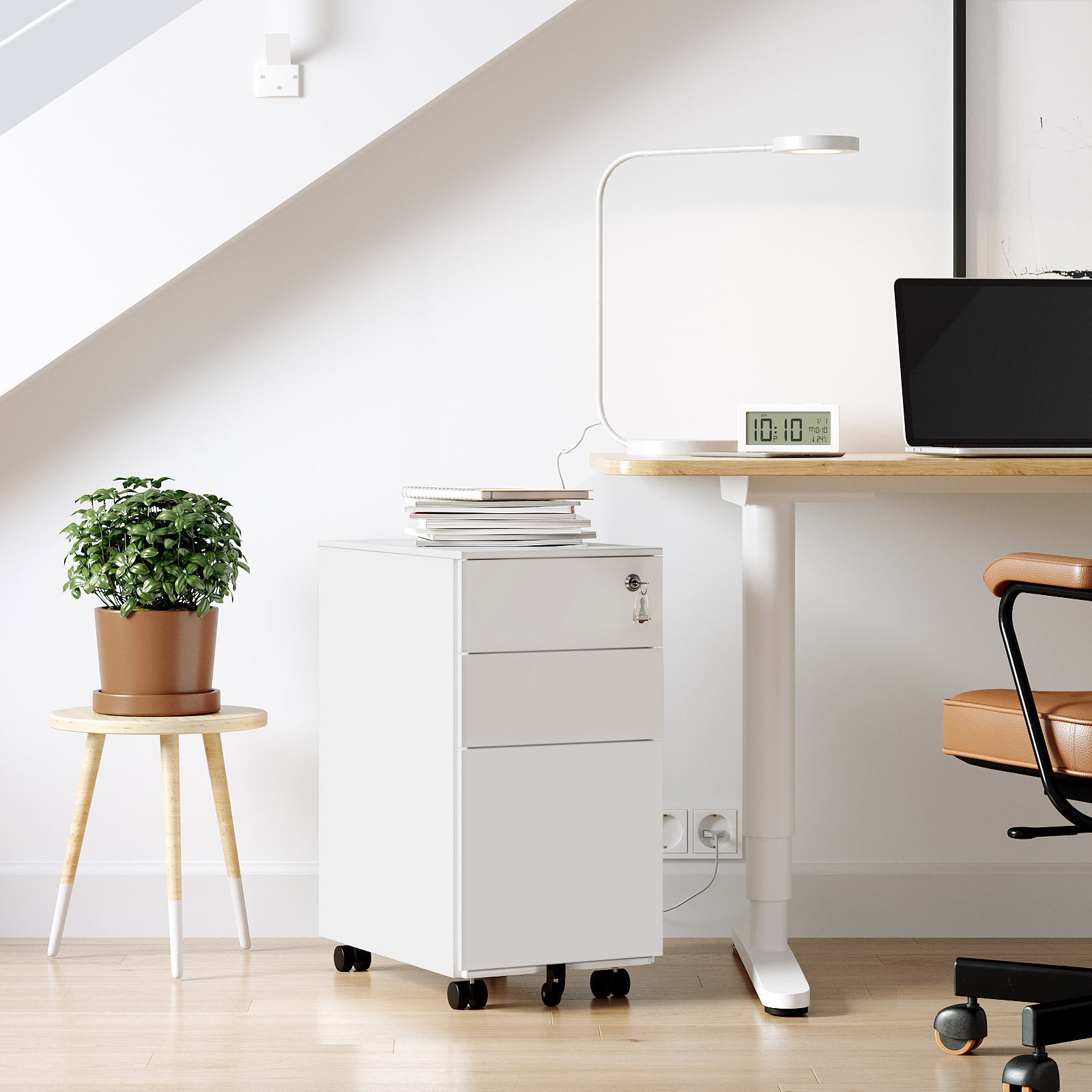 Mobiele Archiefkast Wit - 3 Laden & Slot - 34% Korting
