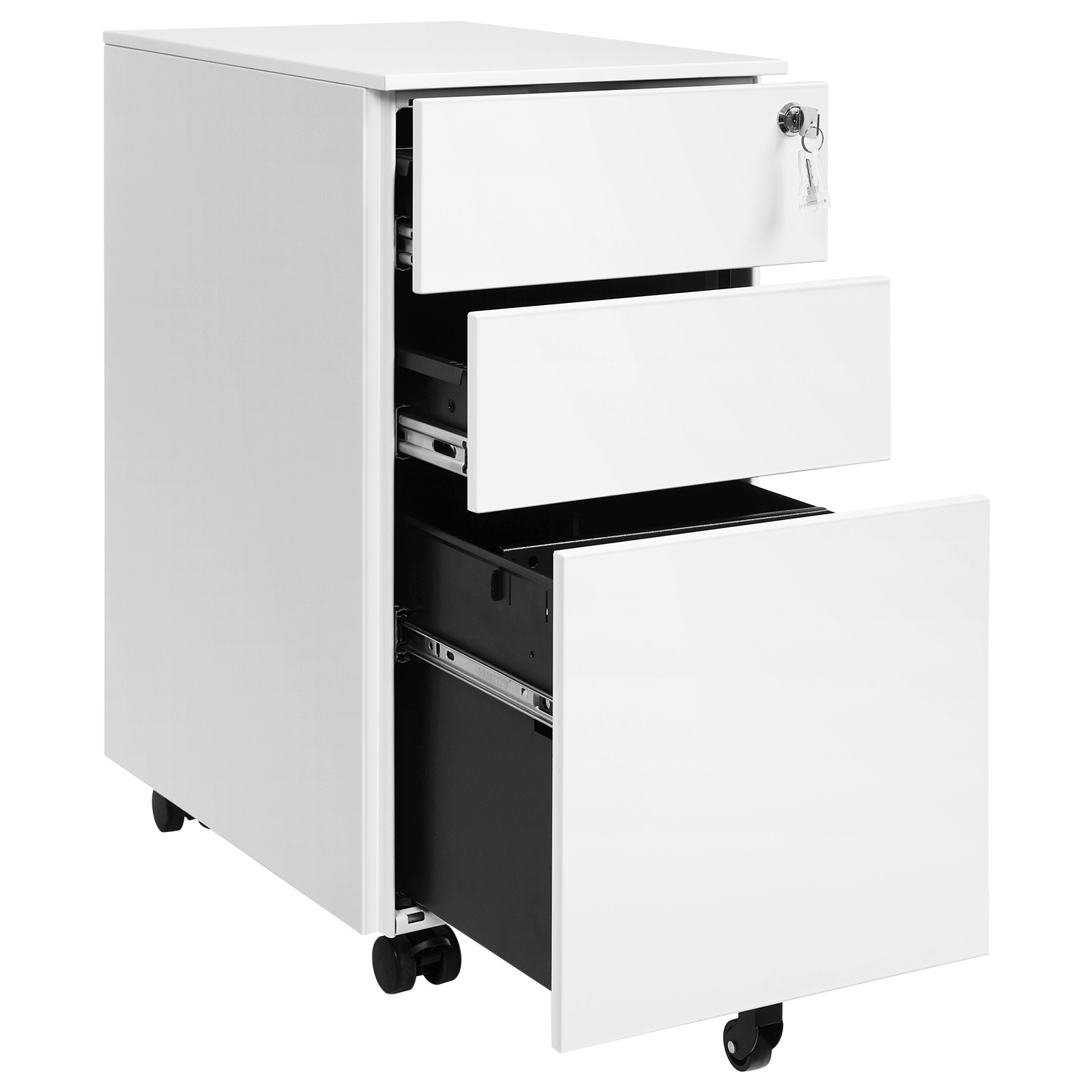 Mobiele Archiefkast Wit - 3 Laden & Slot - 34% Korting