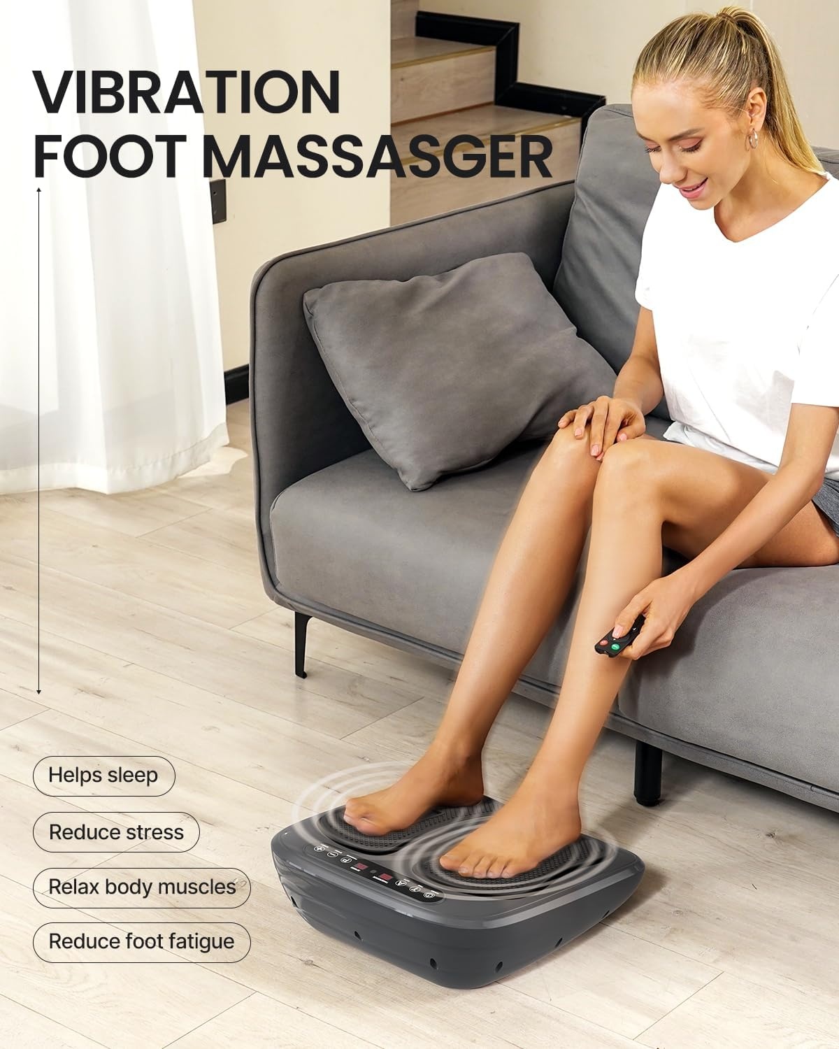 RENPHO vibrerende voetmassage, elektrische shiatsu-voetmassage met afstandsbediening, 2 programma's, 3 automatische modi