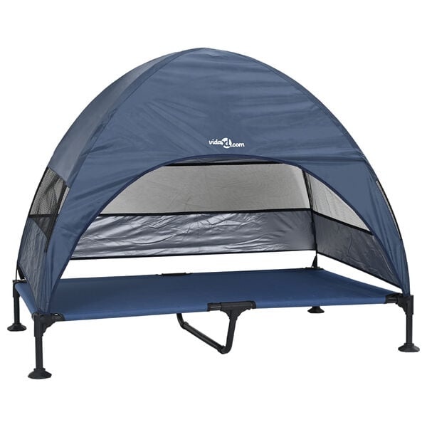 vidaXL Verhoogd Hondenbed Marineblauw 127 x 81 x 108 cm Stof en Staal