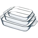 Pyrex Ovenschaal Set van 3 - Borosilicaatglas - Hittebestendig - Gemaakt in Frankrijk