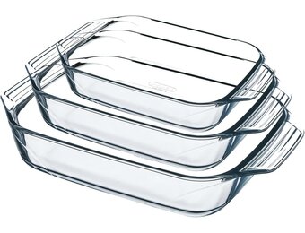 Pyrex Ovenschaal Set van 3 - Borosilicaatglas - Hittebestendig - Gemaakt in Frankrijk