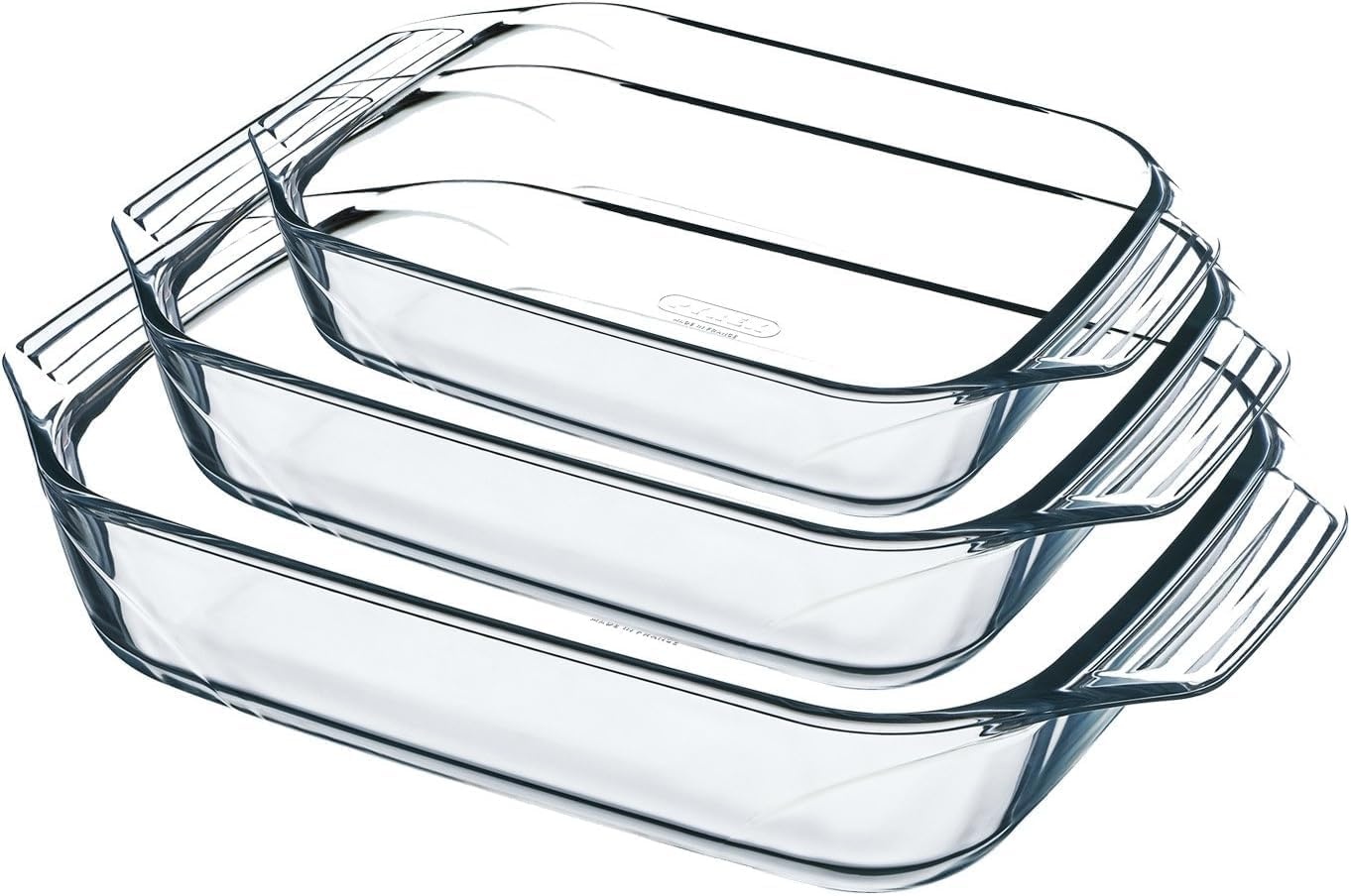 Pyrex Ovenschaal Set van 3 - Borosilicaatglas - Hittebestendig - Gemaakt in Frankrijk