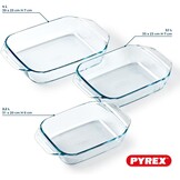 Pyrex Ovenschaal Set van 3 - Borosilicaatglas - Hittebestendig - Gemaakt in Frankrijk