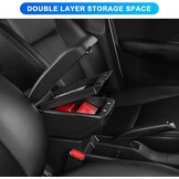 Autoarmleuningen, vervanging voor 2019-2023 Dacia Duster II, tweelaagse armleuning met 7 USB-oplaadpoorten, zwart PU-leer, opbergdoos voor middenconsoles