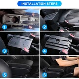 Autoarmleuningen, vervanging voor 2019-2023 Dacia Duster II, tweelaagse armleuning met 7 USB-oplaadpoorten, zwart PU-leer, opbergdoos voor middenconsoles