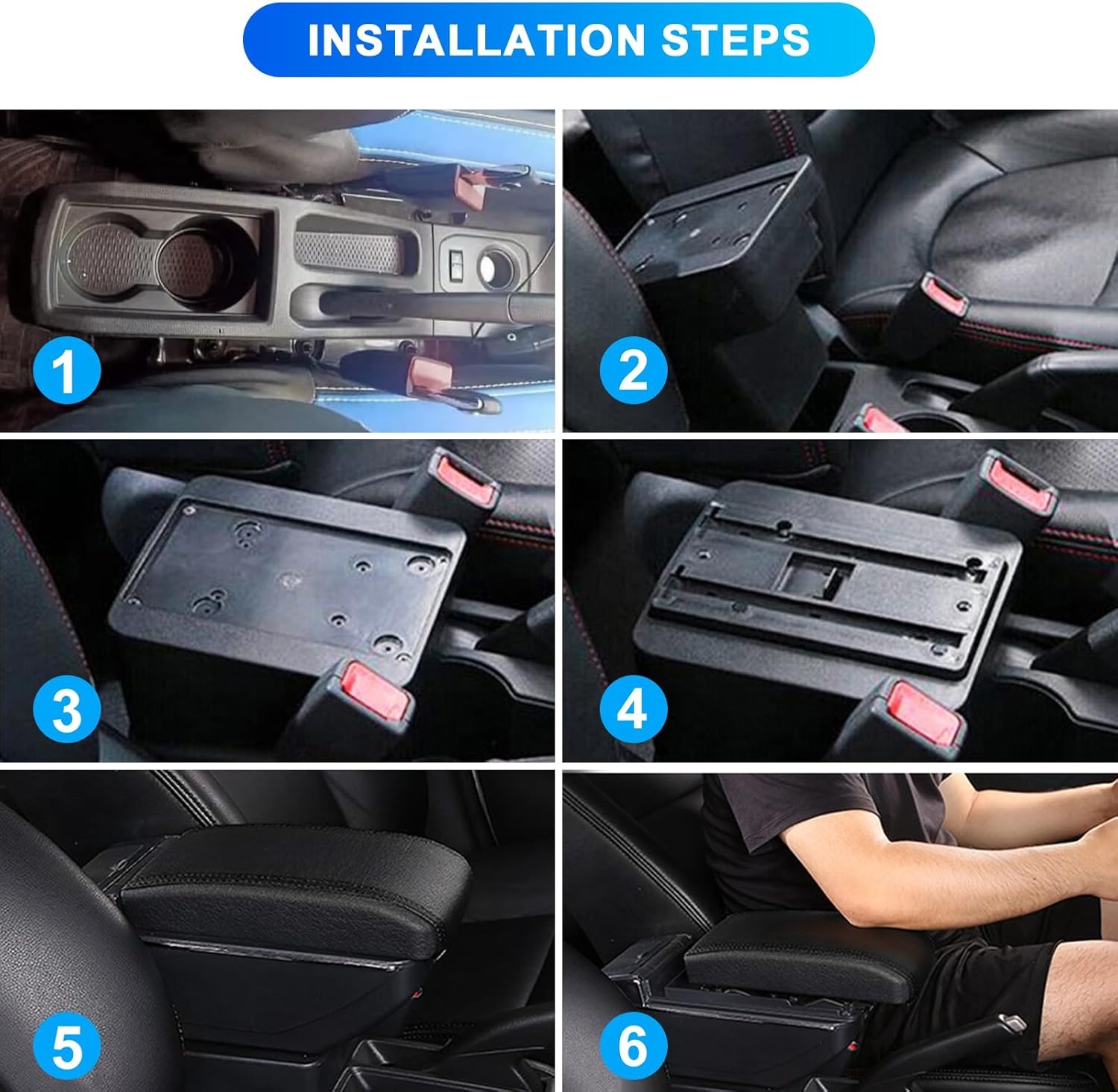 Autoarmleuningen, vervanging voor 2019-2023 Dacia Duster II, tweelaagse armleuning met 7 USB-oplaadpoorten, zwart PU-leer, opbergdoos voor middenconsoles