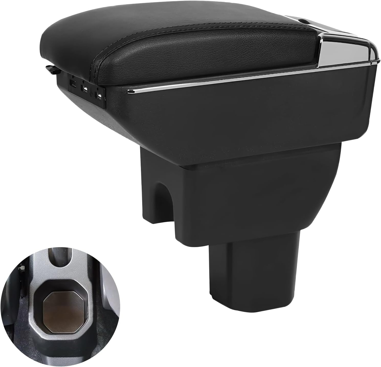 Autoarmleuningen, vervanging voor 2019-2023 Dacia Duster II, tweelaagse armleuning met 7 USB-oplaadpoorten, zwart PU-leer, opbergdoos voor middenconsoles