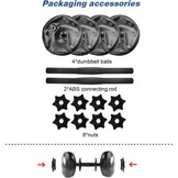 Waterhalters, set van 10 ~ 35 kg, verstelbare fitness-halters voor thuis, 2-in-1, met water gevulde halters, reishalters, draagbaar, veilig, watervrije gewichten, halter
