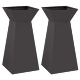 vidaXL Pilaar Plantenbak 2 pcs Zwart 35 x 35 x 73 cm Staal