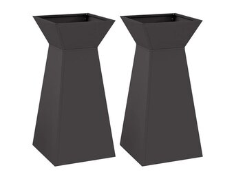 vidaXL Pilaar Plantenbak 2 pcs Zwart 35 x 35 x 73 cm Staal