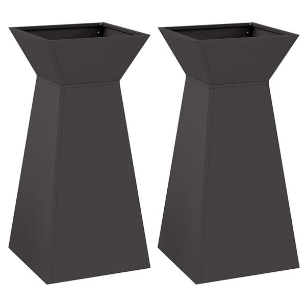 vidaXL Pilaar Plantenbak 2 pcs Zwart 35 x 35 x 73 cm Staal
