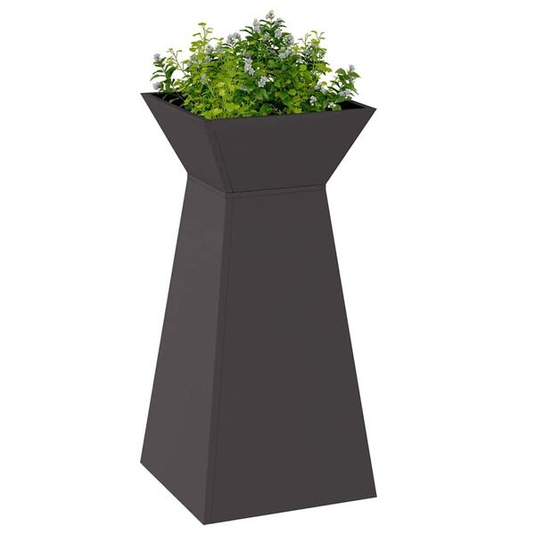 vidaXL Pilaar Plantenbak 2 pcs Zwart 35 x 35 x 73 cm Staal