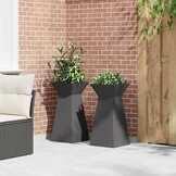 vidaXL Pilaar Plantenbak 2 pcs Zwart 35 x 35 x 73 cm Staal