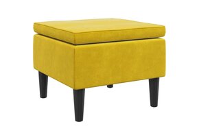 Gele fluwelen kruk met houten poten - 51% korting!
