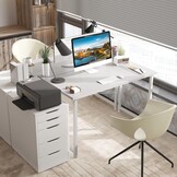 ODK Bureau voor Computer, 100x48cm Bureau voor Kantoor, Bureaus Geschikt voor Slaapkamers en Woonkamers, Wit