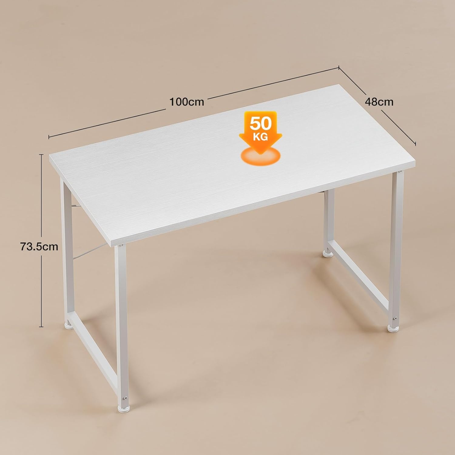 ODK Bureau voor Computer, 100x48cm Bureau voor Kantoor, Bureaus Geschikt voor Slaapkamers en Woonkamers, Wit